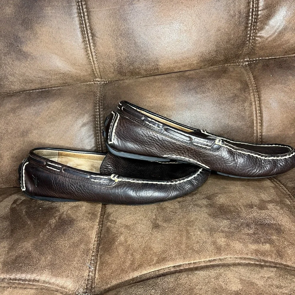 Frye Shoes Venetian Men 10.5 Brown Leather Driving Loafer Slip On Casual Office